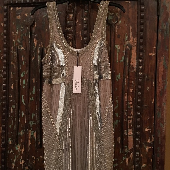 Parker Comoros Sequin Silk Shift Dress - Picture 2 of 5